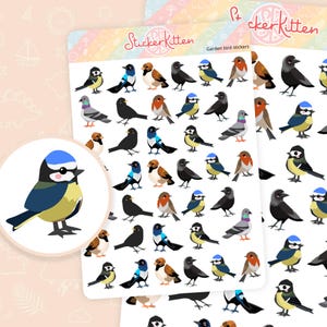 Garten Vogel Aufkleber - Niedlicher Vogel Aufkleber, Britische Vogel Aufkleber, Gemeinsame Vögel, Rotkehlchen, Blaumeise, Amsel, Taube, Elster