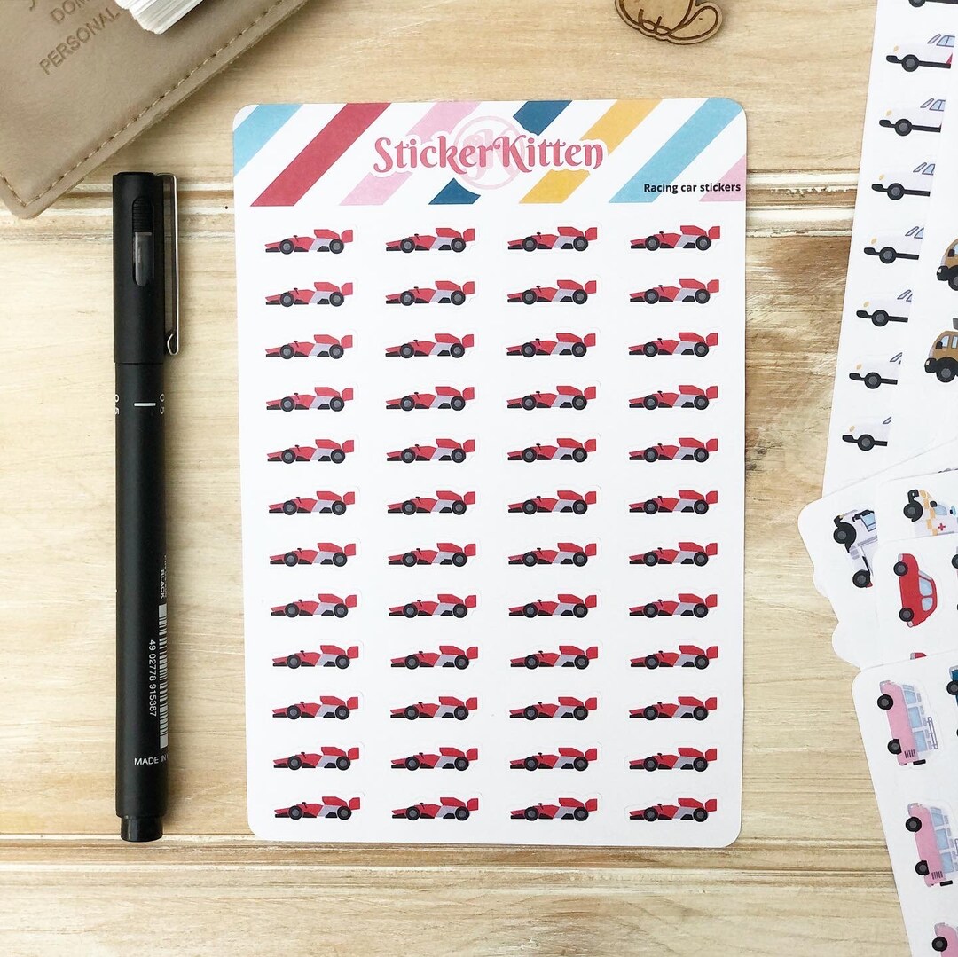 Racing Car Stickers - Planner Stickers by Stickerkitten - Etsy