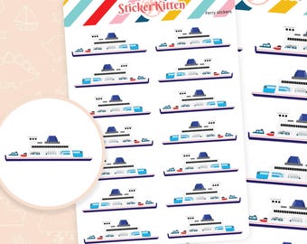 Ferry Stickers - Cute Boat Planner Stickers, Transport Stickers by StickerKitten UK