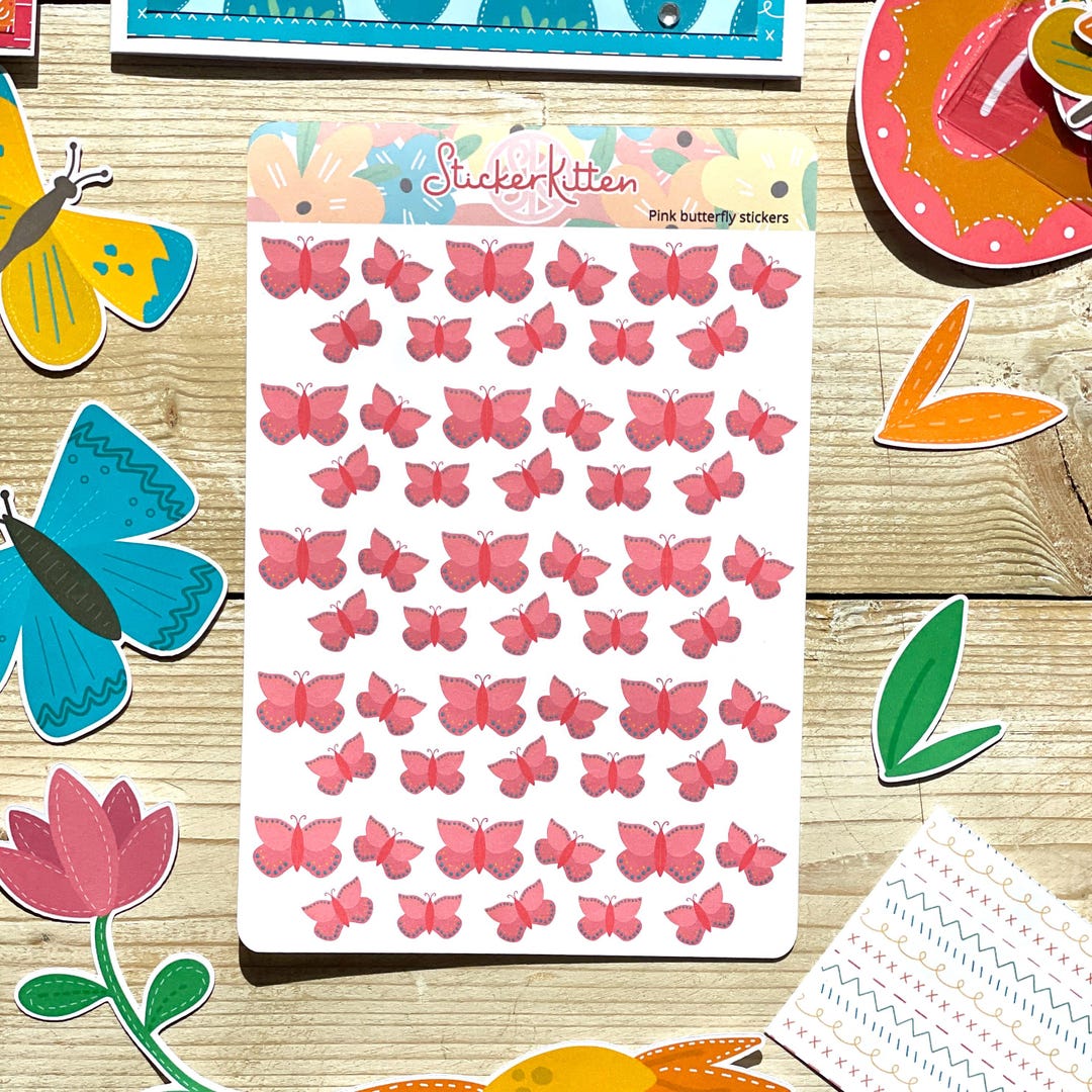 Pink Butterfly Stickers – Colourful Butterfly Planner Stickers, Journal ...