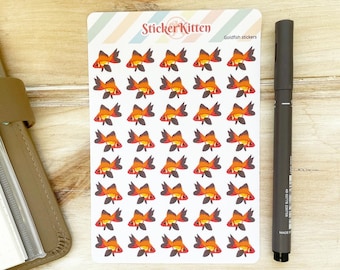 Goldfish Stickers - Cute Pet Fish Planner Stickers by StickerKitten UK