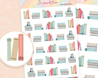 Book Stickers - Reading Stickers, Reading Journal Planner Stickers, Bookshelf Stickers, Book Stack Stickers by StickerKitten UK