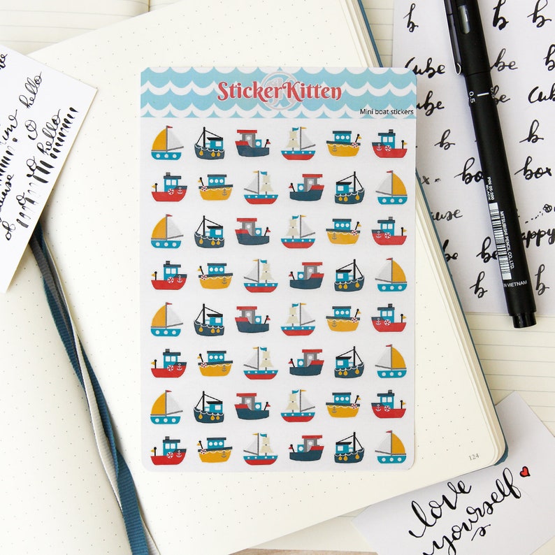 Boat Stickers Mini Boats and Ships Planner Stickers by StickerKitten image 1