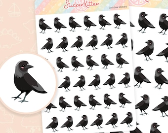 Jackdaw Stickers - Cute Bird Planner Stickers, Garden Bird Stickers, British Bird Stickers, Raven, Crow