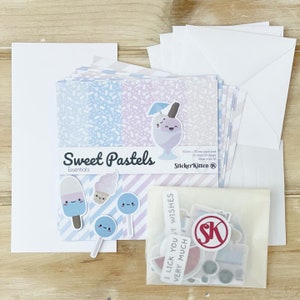 Sweet Pastels Kartenherstellungs-Kit - kree deine eigenen süßen Eis-Notizkarten - Bastelset mit Papier, Karten, Topper