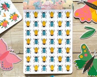 Beetle Stickers – cute garden bug planner stickers, journal stickers, decorative stickers, bug stickers, insect stickers