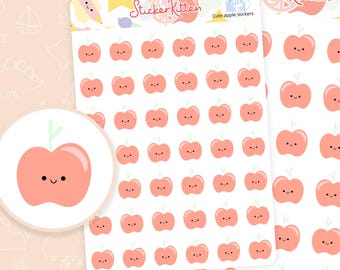 Apple Stickers - Cute Fruit Planner Stickers, Teacher Stickers, Back to School Stickers by StickerKitten UK