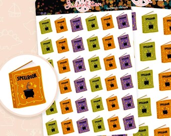 Spellbook Stickers - Cute Halloween Planner Stickers, Witch Stickers by StickerKitten UK