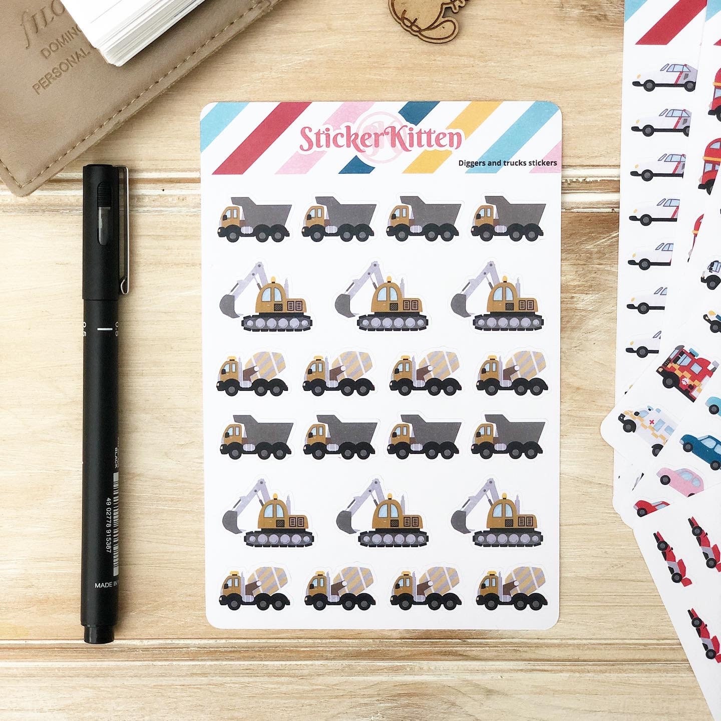 Construction Vehicle Stickers Digger Cement Mixer Tipper - Etsy UK