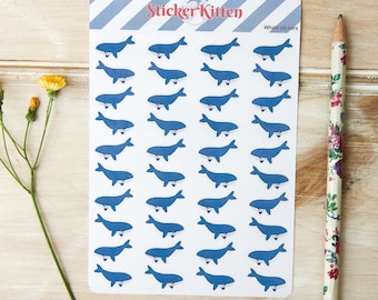 Whale Stickers - Cute Blue Whale Planner Stickers by StickerKitten