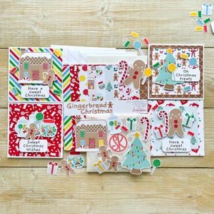 Weihnachtskarten-Herstellungs-Kit – Lebkuchen-Weihnachts-Bastelkit mit 6x6-Papier und Karten-Topper – zum basteln und basteln Ihrer eigenen Weihnachtskarten