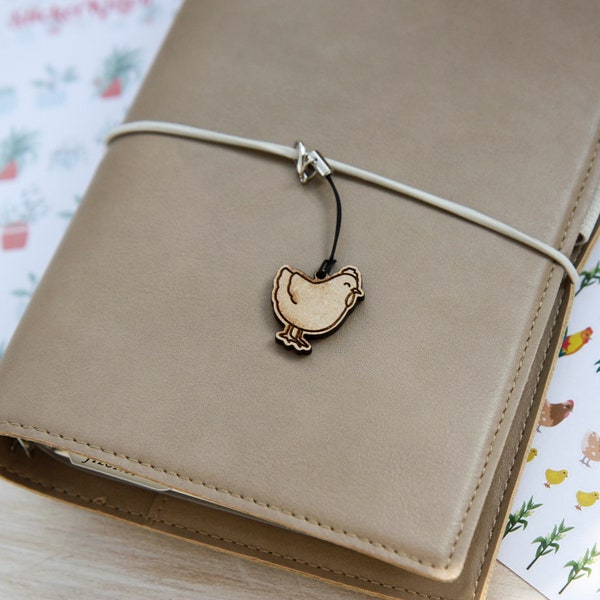 Chicken Planner Charm - Laser Cut and Engraved MDF Hen Charm with Clasp
