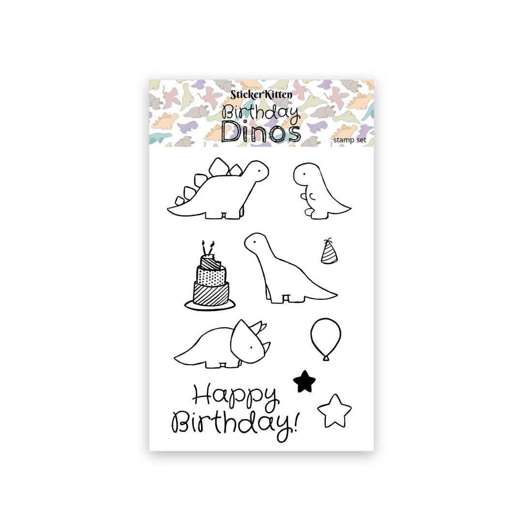 Dinosaur Stamps Birthday Dinos Photopolymer Stamps by Stickerkitten
