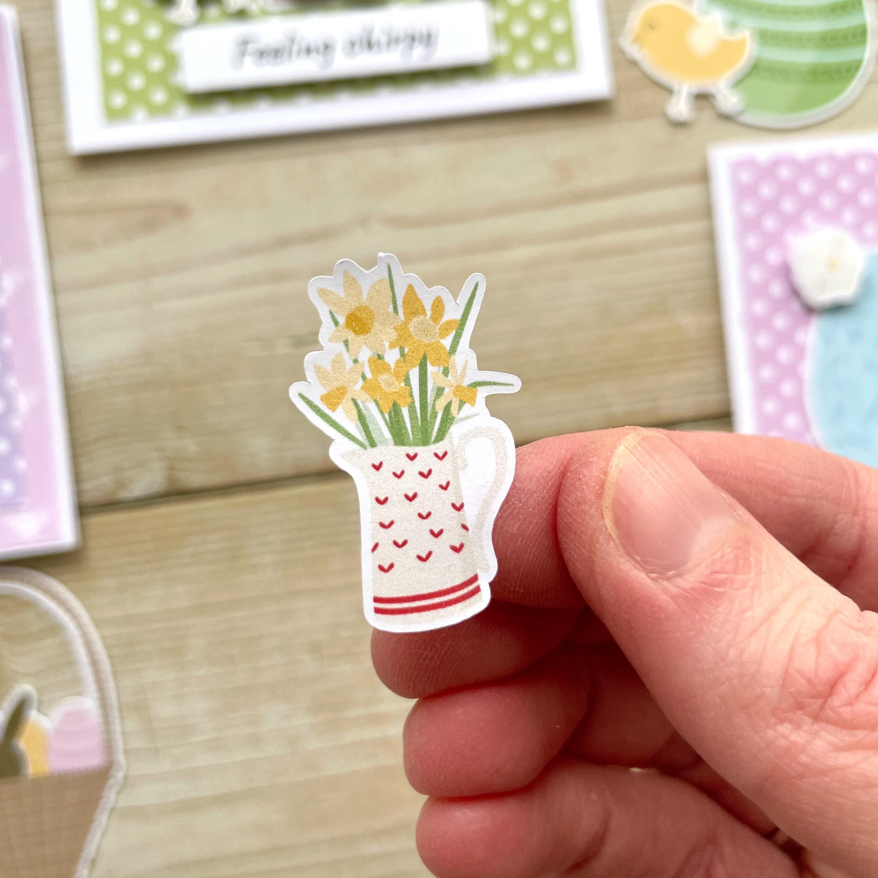 Daffodil Jug Stickers - Cute Spring Flowers Planner Stickers, Garden ...