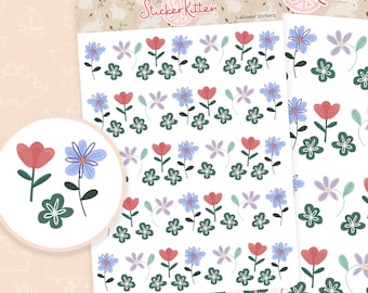 Flower Stickers - Cute Floral Wildflower Planner Stickers by StickerKitten UK