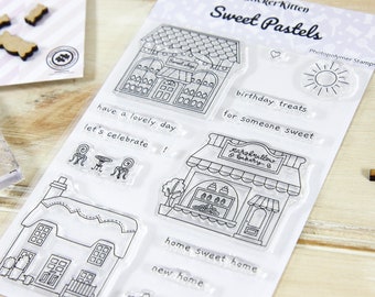 Sweet Shop Stamps - Sweet Pastels Craft Range by StickerKitten. Set of clear photopolymer stamps.