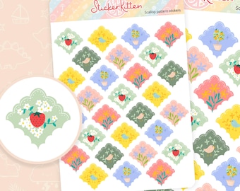 Garden Scallop Pattern Stickers - Cute Gardening Planner Stickers, Deco Stickers, Pretty Garden Journal Stickers by StickerKitten UK