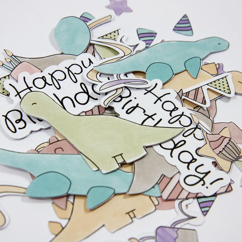 Diecut Dinosaur Ephemera Stickerkitten Birthday Dinos Etsy
