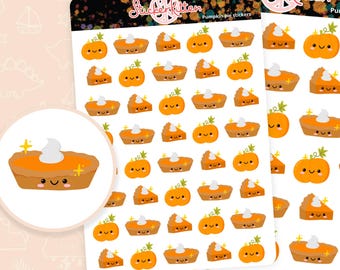 Pumpkin Pie Stickers - Cute October Planner Stickers, Fall Stickers, Pumpkin Stickers, Thanksgiving Stickers by StickerKitten UK