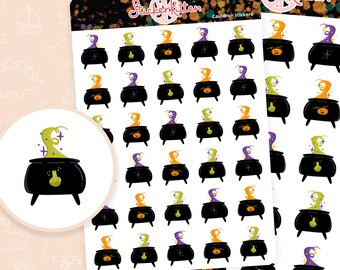 Cauldron Stickers - Cute Halloween Planner Stickers, Witch Stickers by StickerKitten UK
