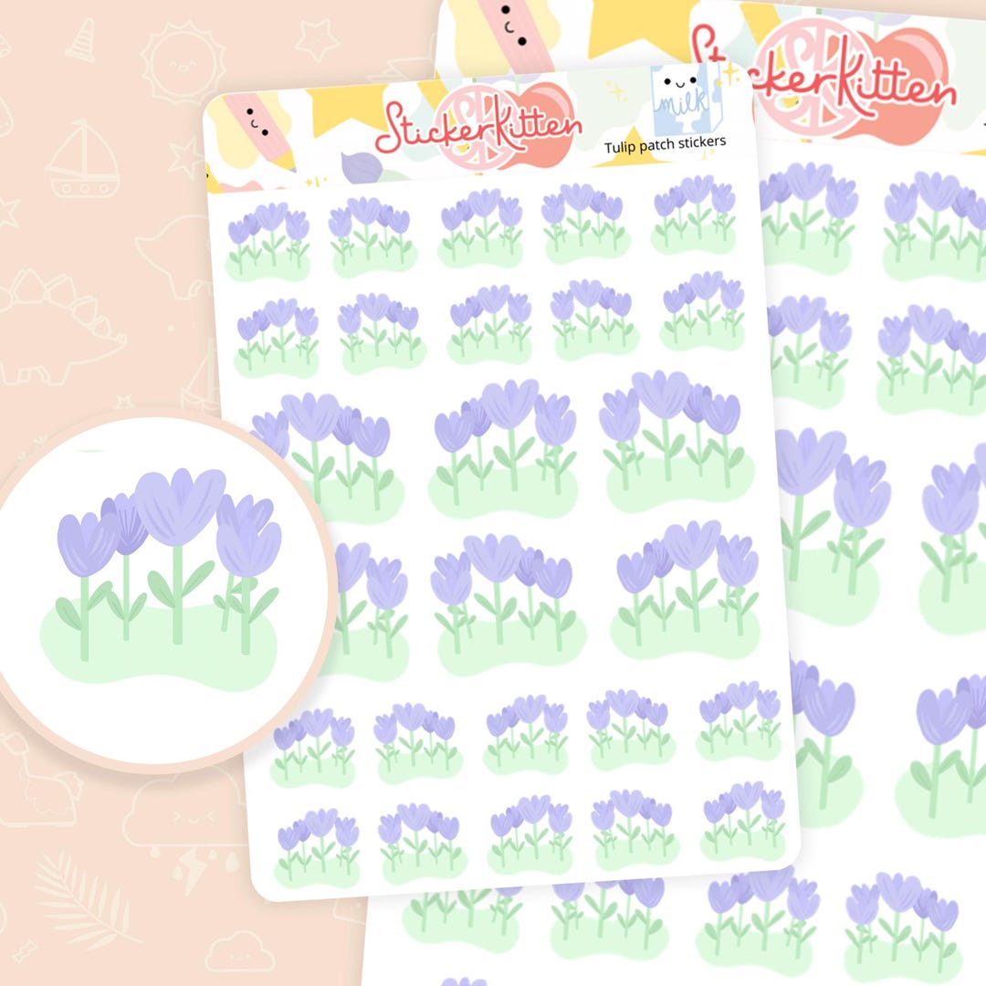 Tulip Patch Stickers - Flower Planner Stickers, Gardening Stickers ...