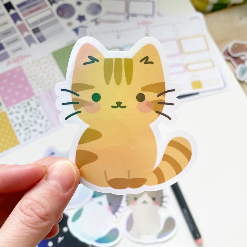 Cute Kitten Sticker - Choose Design – Holographic Vinyl Cat Sticker for ...