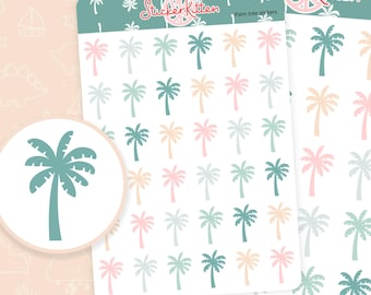 Palm Tree Stickers - colourful palm stickers, tree stickers, tropical stickers, vacation stickers, deco planner stickers