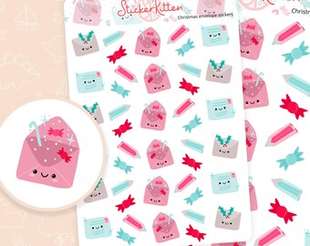 Christmas Envelope Stickers - Happy Mail Stickers, Cute Christmas Planner Stickers, Christmas Letter Stickers, Christmas Card Stickers