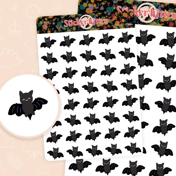 Bat Stickers - Cute Halloween Spooky Gothic Planner Stickers by StickerKitten UK