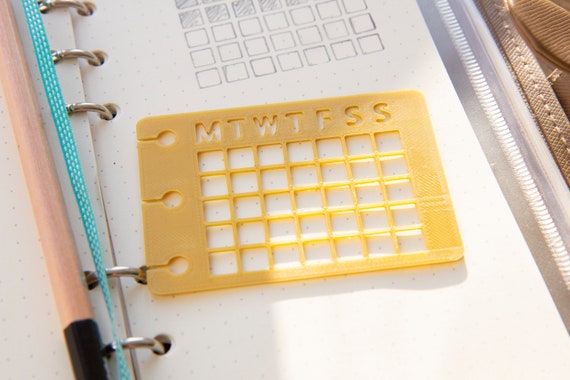 Mini Planner Journal Grid Stencil - 3D Printed Weekly Layout Planner Stencil Template