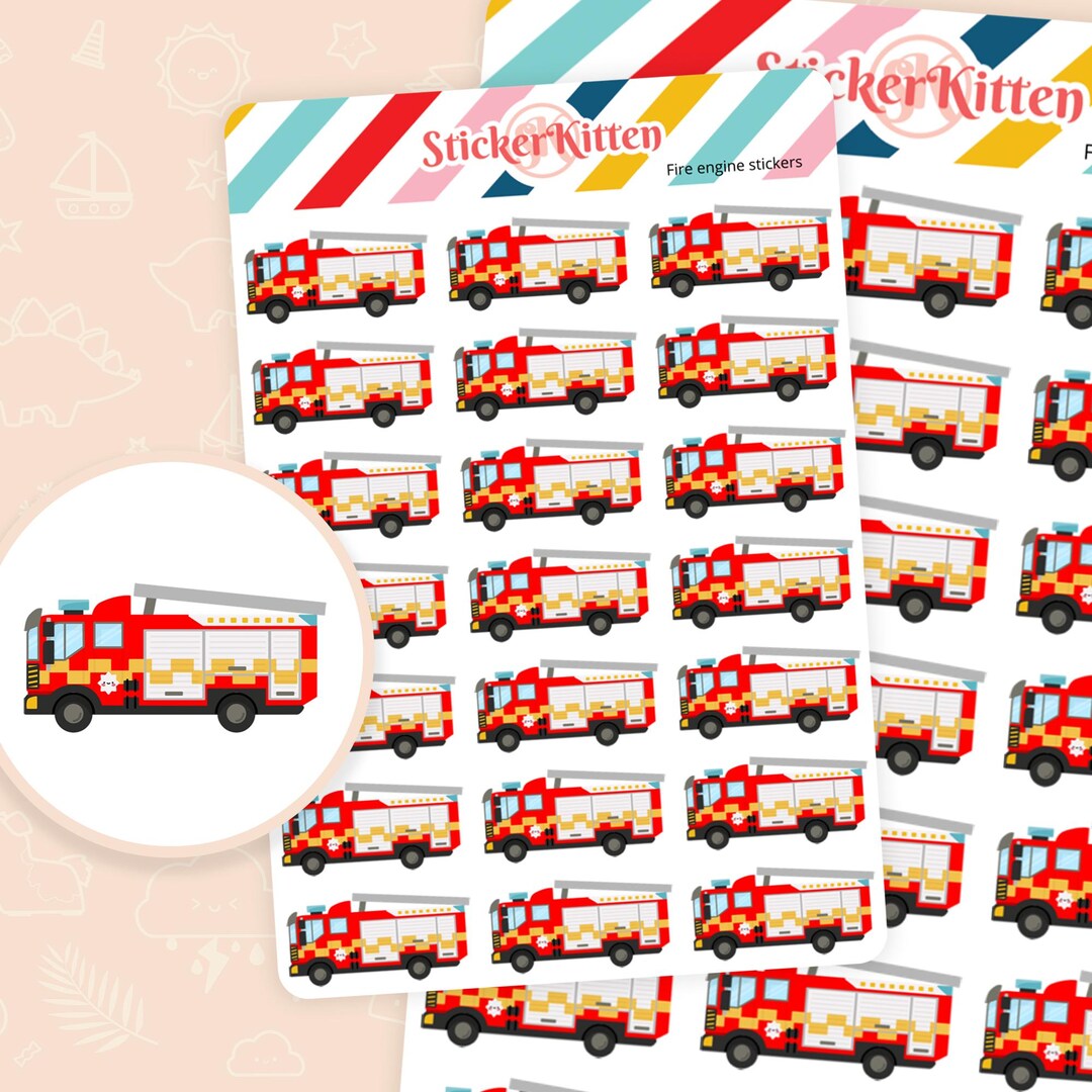 Fire Engine Stickers – Emergency Vehicle Planner Stickers by ...