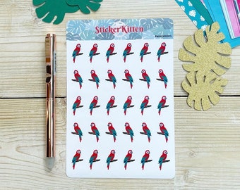 Parrot Stickers - Cute Jungle Tropical Bird Planner Stickers by StickerKitten UK