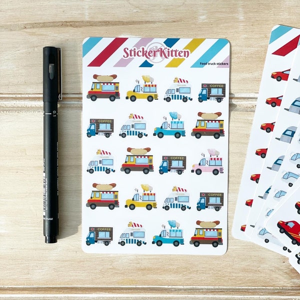 Food Truck Stickers - Vehicle Planner Stickers by StickerKitten - Ice Cream Van, Hot Dog Truck, Coffee Van, Fish and Chip Van
