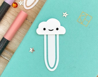 Cute Cloud Planner Clip - 3D-Printed Hand-Painted Eco PLA Journal Page Marker, Bookmark, Paper Clip