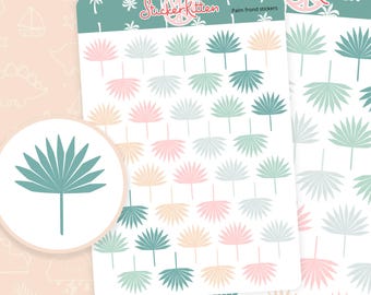 Palm Frond Stickers - colourful plant stickers, nature stickers, tropical stickers, vacation stickers, deco planner stickers, leaf stickers