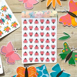 Stickers coccinelles - Adorables autocollants coccinelles, autocollants pour journaux, autocollants décoratifs, autocollants insectes, autocollants insectes