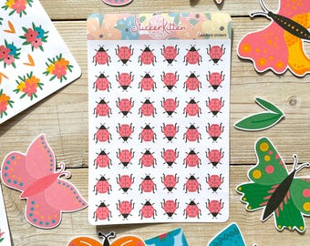 Ladybird Stickers – cute ladybug planner stickers, journal stickers, decorative stickers, bug stickers, insect stickers
