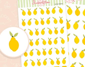 Lemon Stickers - Cute Summer Fruit Planner Stickers by StickerKitten UK