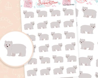Polar Bear Stickers - Cute Christmas Planner Stickers, Winter Stickers, Christmas Journal Stickers, Arctic Animal Stickers