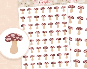 Toadstool Stickers - Cute Woodland Mushroom Planner Stickers by StickerKitten UK