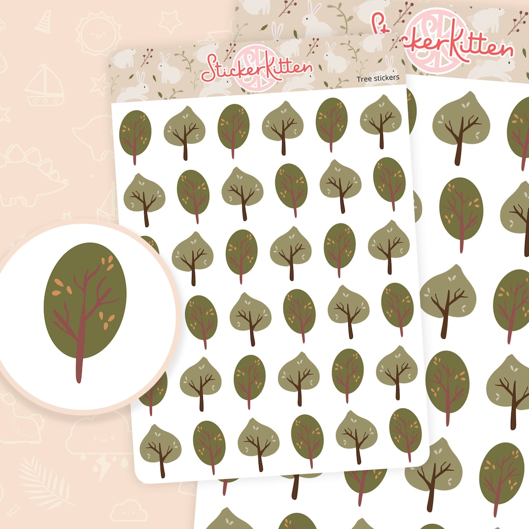 Tree Stickers - Cute Nature Planner Stickers by Stickerkitten UK - Etsy