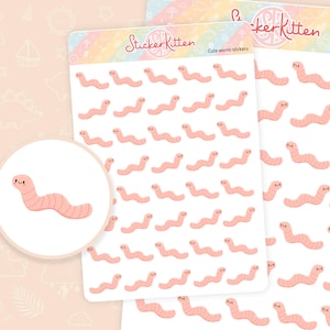 Pegatinas de gusanos: pegatinas de jardinería, pegatinas de naturaleza, pegatinas de lombrices, pegatinas kawaii para diario de StickerKitten UK