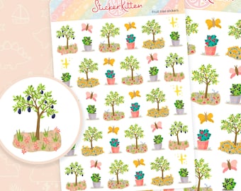 Fruit Tree Stickers - Cute Gardening Planner Stickers, Grow Your Own Stickers, Garden Stickers, Plant Stickers by StickerKitten UK