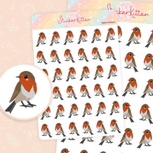 Stickers rouge-gorge - Stickers organisateur d'oiseaux mignons, Stickers oiseaux de jardin, Stickers oiseaux britanniques par StickerKitten FR