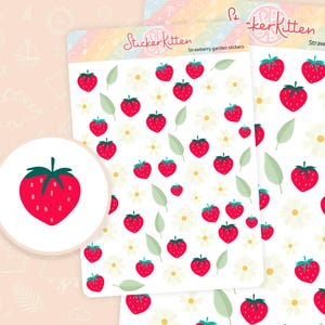 Strawberry Stickers - Cute Gardening Planner Stickers, Grow Your Own Stickers, Garden Stickers, Daisy Stickers by StickerKitten UK