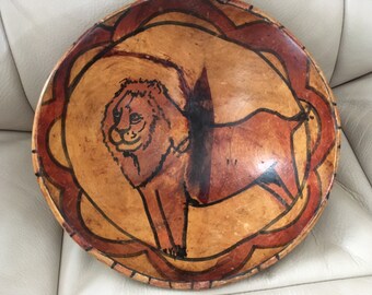 Hand Carved Primitive Wooden Bowl Cut Out Bowl Animal Carved wood Bowl Tribal Travel Decor Ethnic Style Collectible Wood Art
