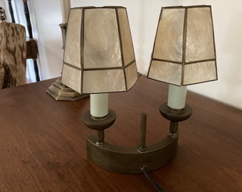 Beautiful Vintage Brass Table Lamp with Capiz Shell Shade and earring –  Vintage Modern Revival