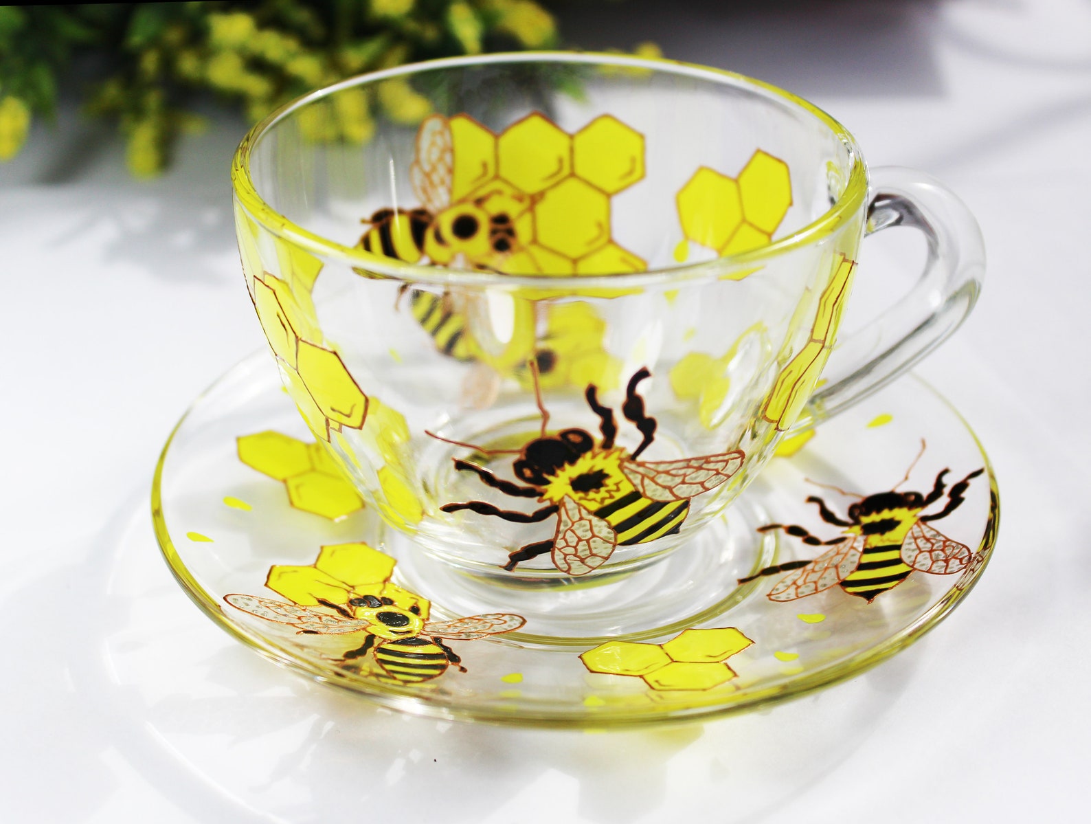 Bee Tea Cup Insect tea cup Personalized Hand painted 5 Bees Etsy