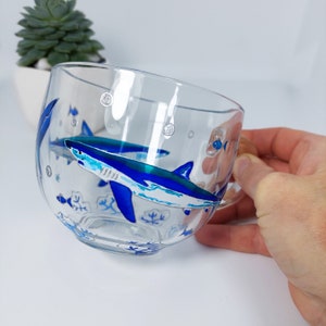 SHARK COFFEE MUG Personalized Gift for Women, Sharks Gift Idea, Shark Lover, Hand Painted Blue Shark Coffee Cup, Ocean Mug Custom
