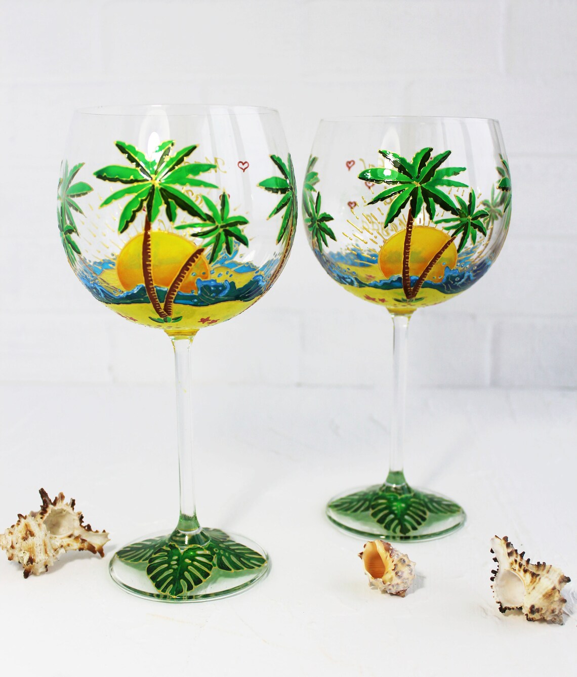 Palm Tree Wine Glasses Custom Personalized Beach Wine Etsy